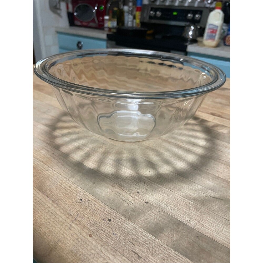 Vintage PYREX Mixing Bowl 10"x4" #325 Clear Glass Ribbed 2.5L